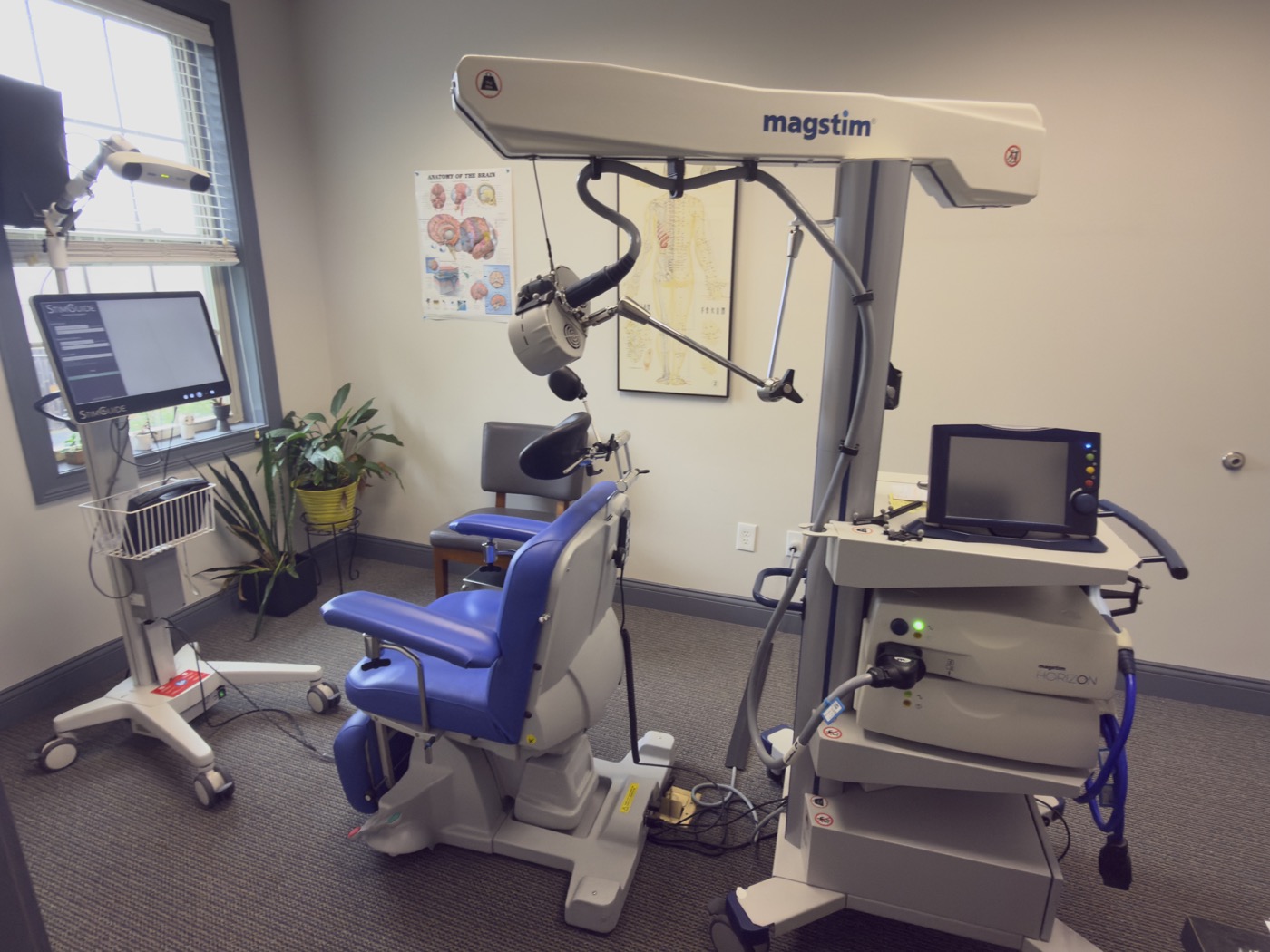 TMS treatment room with the Magstim device